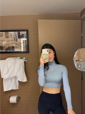 Sunday Best Light Blue Long Sleeve Crop Turtleneck